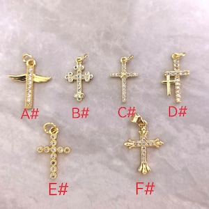 Micro Pave CZ Cross Charms, 18k Gold Plated Cross Charms ,Cross Jewelry ,Cross Pendants ,Religious Cross ,Lot of 5/15/30/50pcs ,BA- 1038