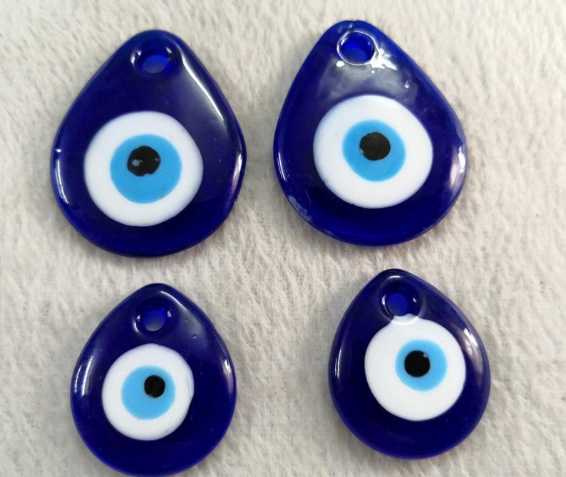5pcs Water Drop Shape Glass Evil Eye Pendant 30x35mm | Etsy
