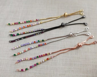 23cm Adjustable Bolo Bracelet ,Box Chain With Slider Clasp Bracelet Tennis Bracelet Box Chain,Half Finished Slide Bracelet 2/5/50/pcs BA-664