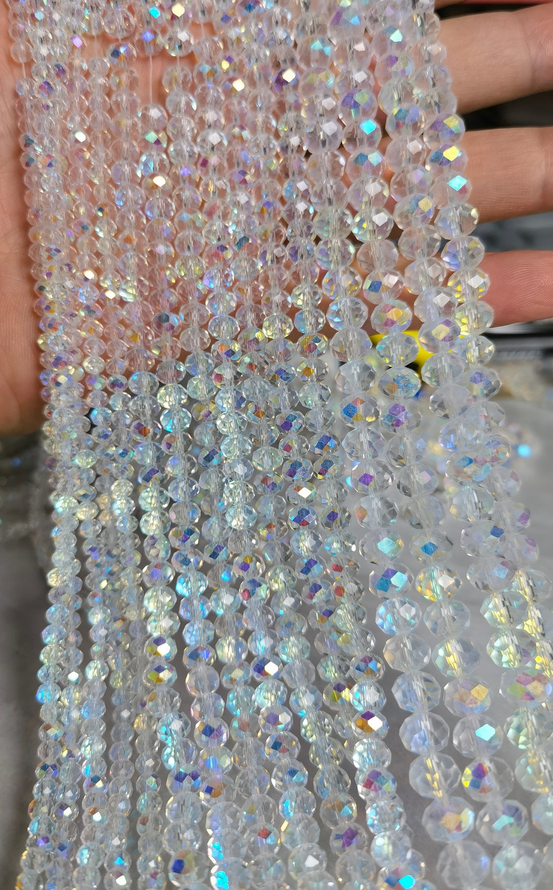 20pcs Shiny Faceted Helix Crystal Glass Beads - 11x8mm For DIY Jewelry Making