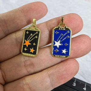 1 - 30pcs Star Tarot Pendentif, Gold Filled Tarot Card Charm Pendentif, Rectangulaire Émail Tarot Charm, 14X30x1.7mm, BA- 1130