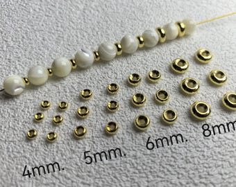 Gold Plated Donut Spacer Beads, Gold Plated Wheel Spacer Beads, Rondelle Beads , Donut Shape Beads , Tire Beads , 50/100/300 pcs ,  BA- 1747