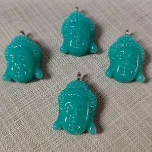 4pcs Resin Buddha Head Charms ,Blue Buddha Charm ,Buddha Charms ,Buddhist Jewelry ,14x23mm Buddha Pendant , Yoga Jewelry, Wholesale
