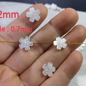 Natural Mother Of Pearl Flower Beads ,Carved Shell Flower Beads, 12mm Double Sided White MOP Beads , 2 - 100pcs Bulk Lot Options , BA- 1477