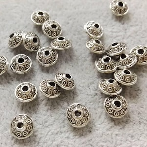 Antique Silver Spacer Beads , Silver Rondelle Spacer Beads , 4x6.5mm Metal Beads, 50pcs / 100pcs ,Wholesale Beads