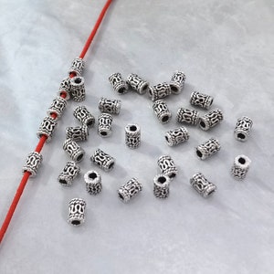 20 - 50pcs Tube Spacer Beads ,Antique Silver Spacer Beads ,Metal Spacer Beads, 4x6mm ,Tibetan Silver ,Jewelry Supplies ,Hole 1.6 mm ,BA- 933