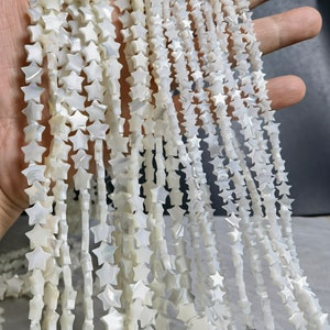 Perlmutt-Sternperlen, 6 - 12 mm Perlen-Sternperlen, weiße MOP-Sternperlen, Muschel-Sternperlen, 15 Zoll pro Strang, BA-1243