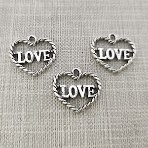 3pcs Sterling Silver 925 Heart Pendant 11x8mm With Loop