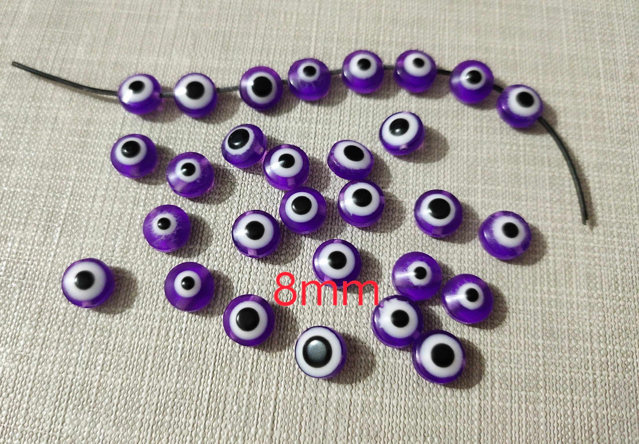 50 100 Pcs Purple Evil Eye Beads , Resin Evil Eye Beads ,6mm ,8mm