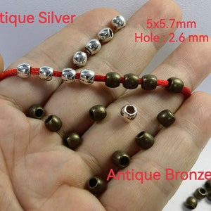 Smooth Barrel Spacer Beads ,Antique Bronze Silver Barrel Beads , 5x5.7mm Spacer Beads , Necklace Beads , Bracelet Beads ,Hole 2.6mm ,BA- 904