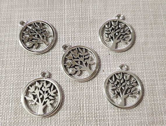 50pcs Antique Silver Tree Charm ,double Sided Tree of Life Charms