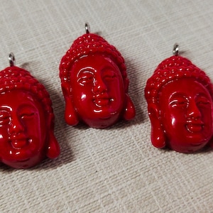 10pcs Resin Buddha Head Charms ,Red Buddha Charm ,Buddha Charms ,Buddhist Jewelry ,16x27mm Buddha Pendant , Yoga Jewelry, Wholesale