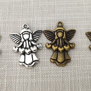 50pcs Angel Fairy Charms , Antique Bronze / Silver Angel Charm ,17x23mm Fairy Charm , Fairy Girl Charm ,Angel Jewelry , Findings ,BA-501