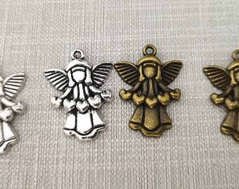 50pcs Angel Fairy Charms , Antique Bronze / Silver Angel Charm ,17x23mm Fairy Charm , Fairy Girl Charm ,Angel Jewelry , Findings ,BA-501