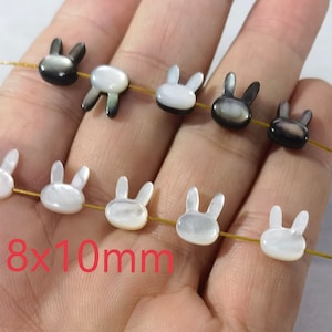 Perles de tête de lapin sculptées en nacre naturelle, charmes de lapin mignons, perles de lapin en coquille double face, 5 à 100 pièces en vrac en option, BA- 1234