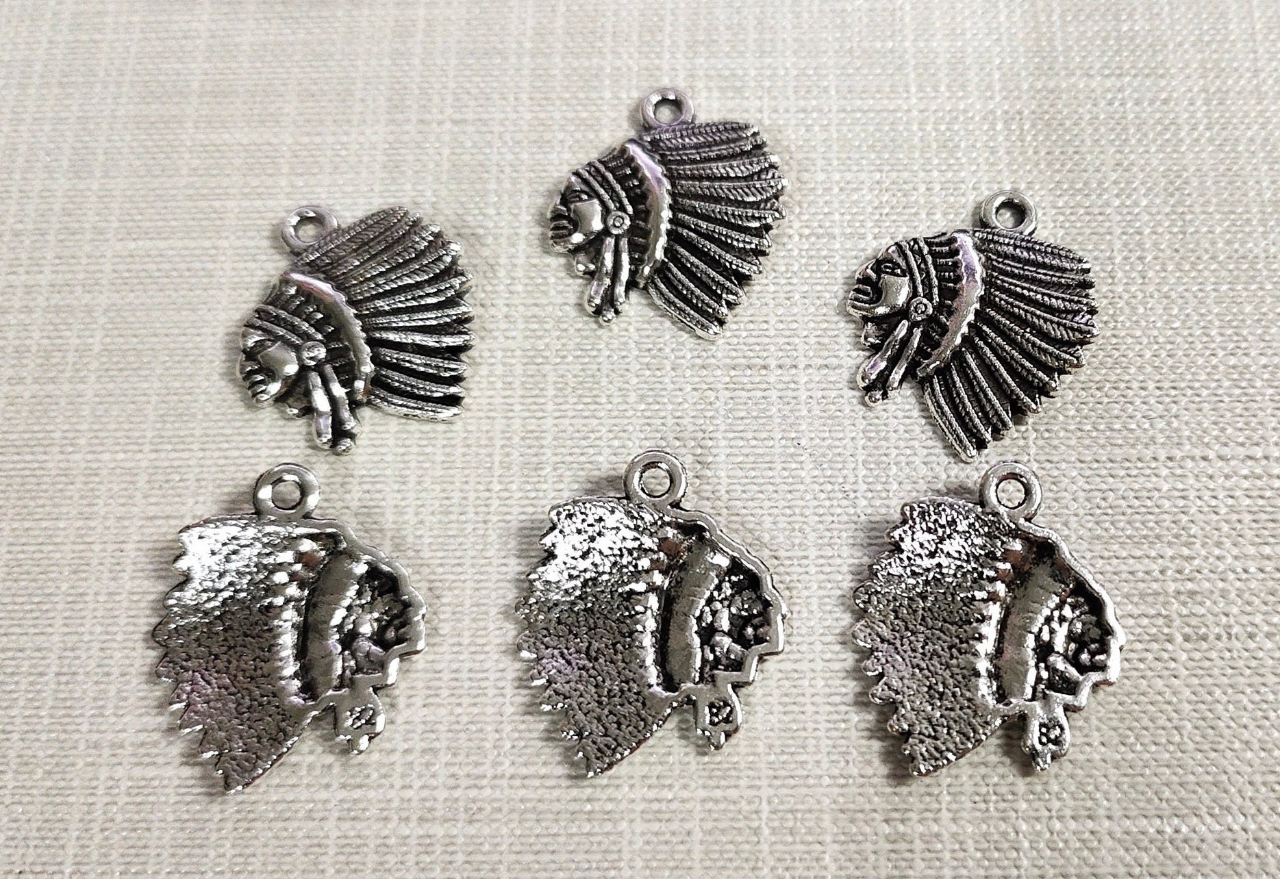 21x19mm Antique Silver Chief Charms Indian Head Charms Etsy