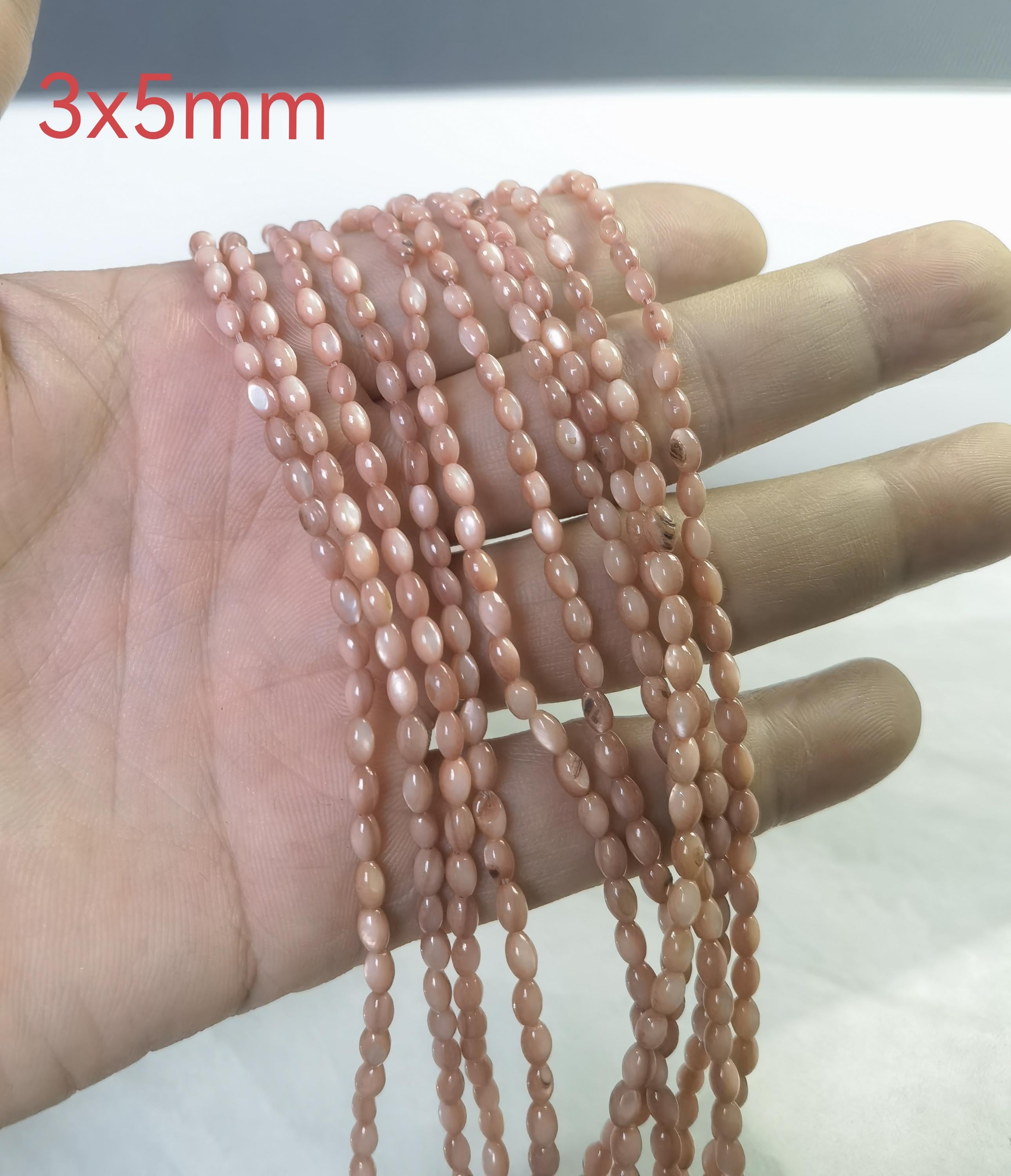 3 x 5 mm MOP シェル ライス スペーサー ビーズ、染色マザー オブ 