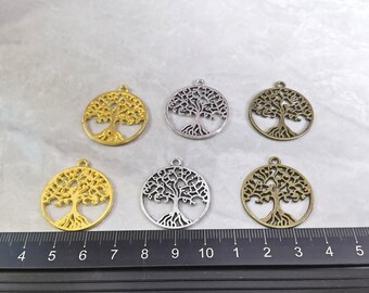 30pcs Double Sided Tree of life Charms  ,Antique Silver ,Bronze , Gold Tree Charm ,25x29mm Tree of life Pendant ,Findings ,