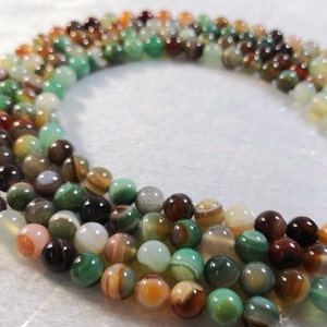 1 Full Strand Multicolor Striped Agate Beads , Banded Agate Beads , Smooth Round Agate Beads , 6mm 8mm 10mm Agate For Jewelry Making ,LA-334