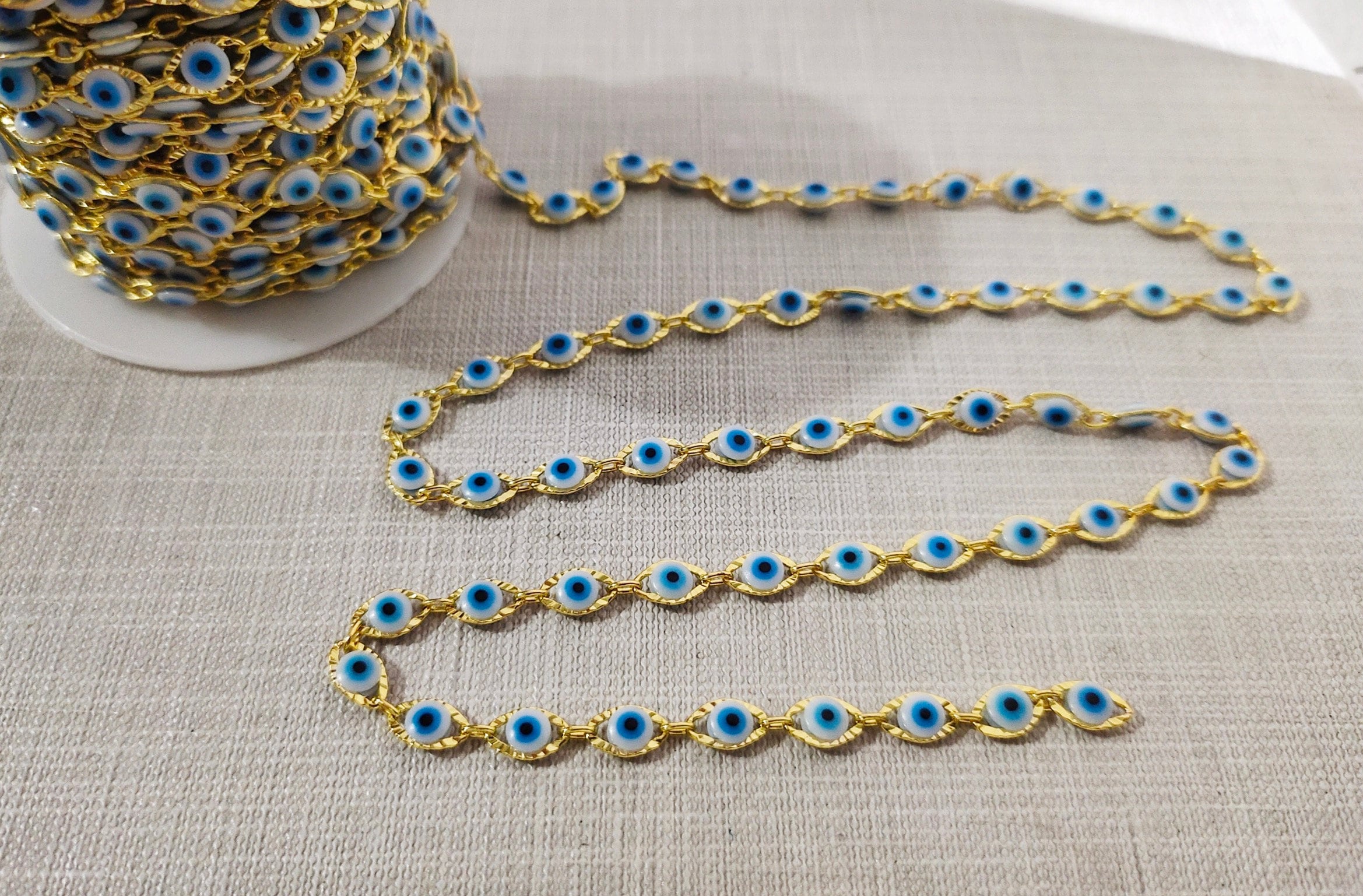 1 Meter Gold Plated Evil Eye Chain Evil Eye Chain 5mm Evil Etsy