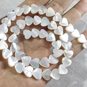 5 - 50pcs, 10mm High Quality Mother Of Pearl Flat Heart Shape Beads , Pearl Heart Beads , Mini Heart Beads , Heart Shell beads ,BA - 819