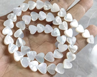 5 - 50pcs, 10mm High Quality Mother Of Pearl Flat Heart Shape Beads , Pearl Heart Beads , Mini Heart Beads , Heart Shell beads ,BA - 819