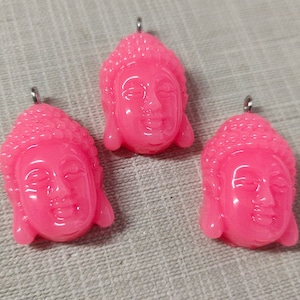 10pcs Resin Buddha Head Charms ,Pink Buddha Charm ,Buddha Charms ,Buddhist Jewelry ,16x27mm Buddha Pendant , Yoga Jewelry, Wholesale