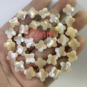12mm Mother Of Pearl Four Leaf Clover Beads , Four Leaf Clover , DIY Jewelry Beads Findings ,15.5” Strand ,BA- 1639