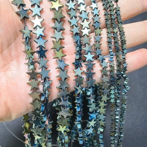 Irisierende Teal Blaue Hämatit-Sternperlen, 4mm 6mm 8mm 10mm Hämatit-Sternperlen, Hämatitperlen, Sternperlen, Mengenoptionen, BA-1376