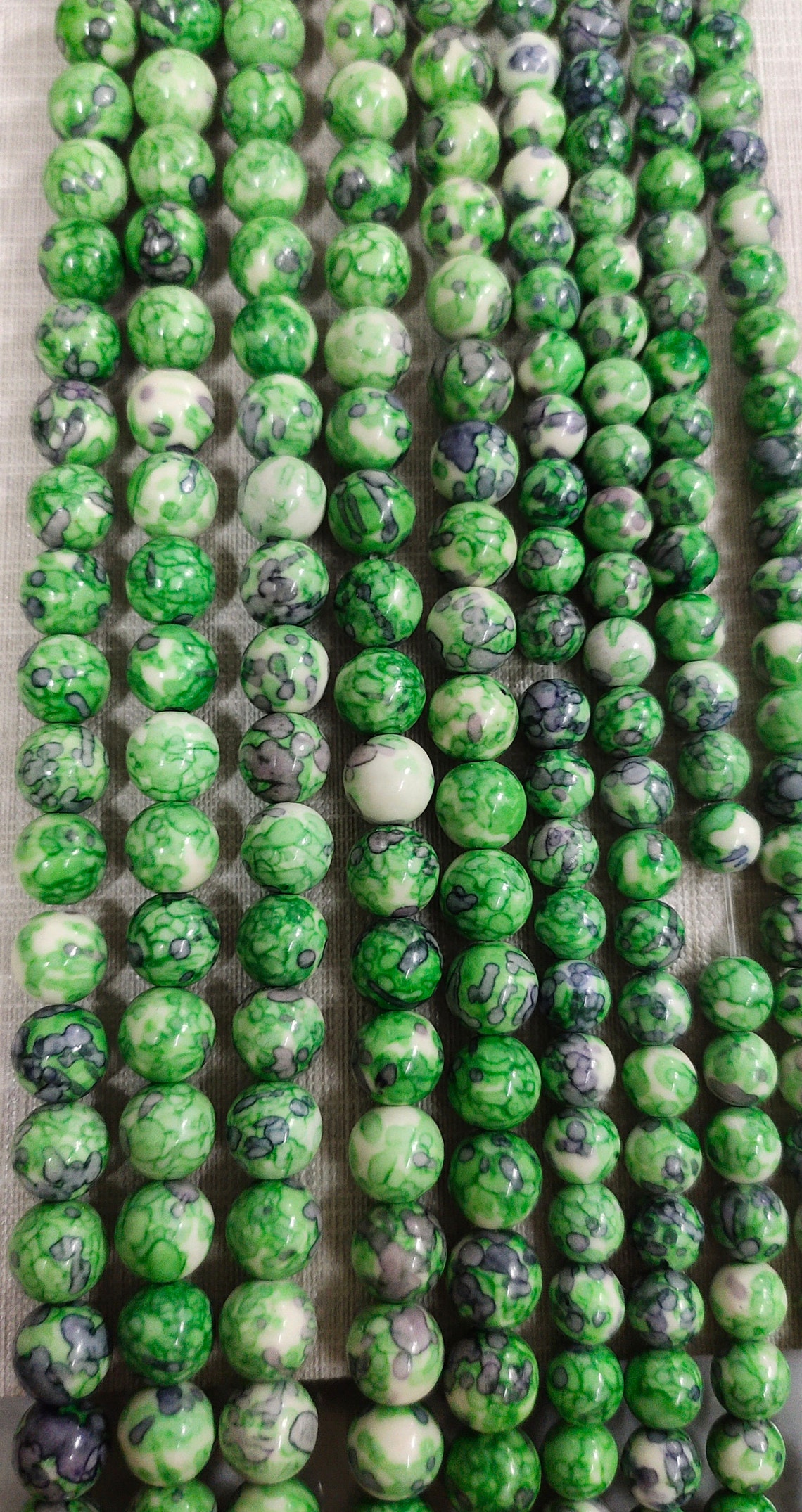 1 Full Strand Green and Gray Rain Flower Stone Beads 6m 8mm Etsy