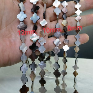 Black lip Shell Four Leaf Clover Beads ,Natural Pearl Shell Clover Beads ,8mm 10mm 12mm Lucky clover beads ,15.5” Full Strand ,BA- 1581