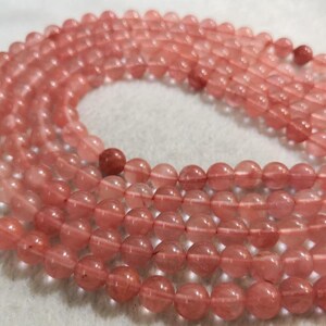 1 Full Strand 6mm 8mm 10mm Cherry Quartz Round Beads ,Semiprecious stone Beads ,Smooth Round Beads ,Jewelry Making Beads ,Wholesale ,BA-153