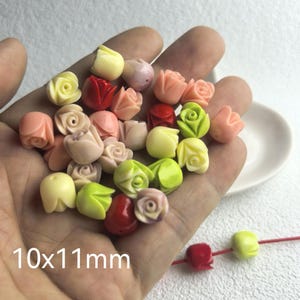 10x11mm Composite Resin Coral Pakalana Flower Beads ,Carved Tulip Flower Beads , Flower Spacer Beads ,20-300pcs Optional ,BA- 1790