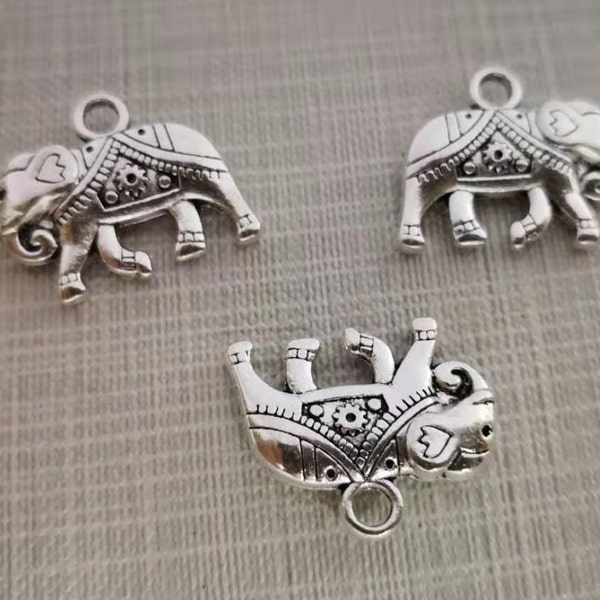 30pcs Double Sided Metal Elephant Charms , Africa Elephant Pendant , Lucky Elephant Charm ,20x17mm Elephant Pendants , Wholesale