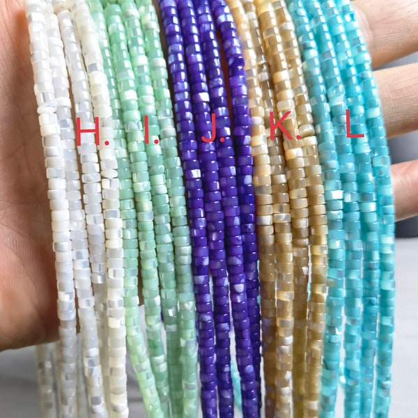 4mm Multicolor Natural Mother Of Pearl Heishi Disc Beads , MOP Rondelles Beads ,Heishi Spacer Beads ,15.5" Strand, Quantity Options ,BA- 862