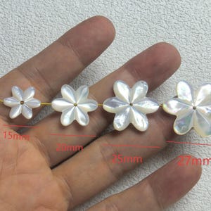Mother Of Pearl Flower Spacer Beads , Shell Flower Beads ,10mm 15mm 20mm 27mm White MOP Beads ,Hole 0.8mm,2-100pcs Bulk Lot Optional BA- 711