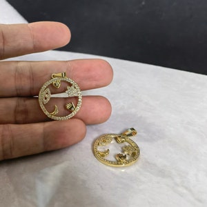 24x25mm Micro Pave Clear CZ Luck Charms , Moon , Star, Evil Eye, Heart, Hamsa Hand Charm ,2  pcs ,BA- 1052
