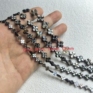 Natural Black Shell Four Leaf Clover Beads ,Puff Four Leaf Clover ,6mm 8mm 10mm 12mm MOP Clover Beads , 5-50pcs Bulk Lot Optional ,BA- 1755