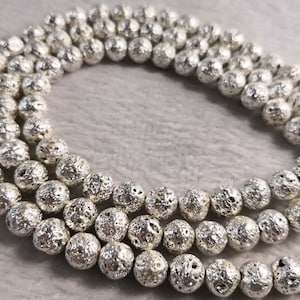 15 &#39;&#39; Silber Lava Rock runde Perlen, Galvanik Lava-Gestein, Lava Rock Schmuck Perlen, Lava runde Perlen, 7mm 9mm 11mm 12mm, Großhandel