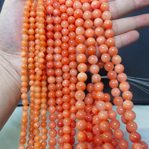 Orange Jade Round Beads , 6mm 8mm 10mm Jade Beads , Loose Beads, Gemstone Beads ,Semi Precious Beads , 15.5 Full Strand ,JA- 1385