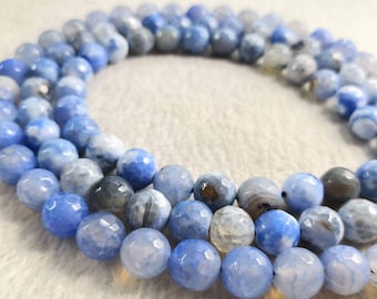 1 Full strand 8mm 10mm Blue Fire Agate Beads , Faceted Agate Beads , Gemstone  Beads , Agate Beads For Bracelet Necklace DIY Jewelry