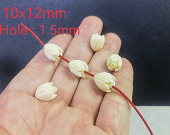 Ekaterina ページ ラウンド＆フラワー ストーンウェア 5個 + 5個 Hawaiian Pikake Beads, Composite Resin Coral Flower Bead