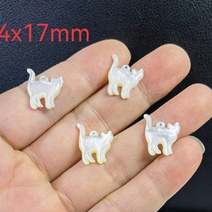 14x17mm White Mother of Pearl Cat Beads, Natural MOP Cat , Shell Jewelry, White Shell Cat beads, 2-50pcs Bulk Lot Optional ,BA- 1514
