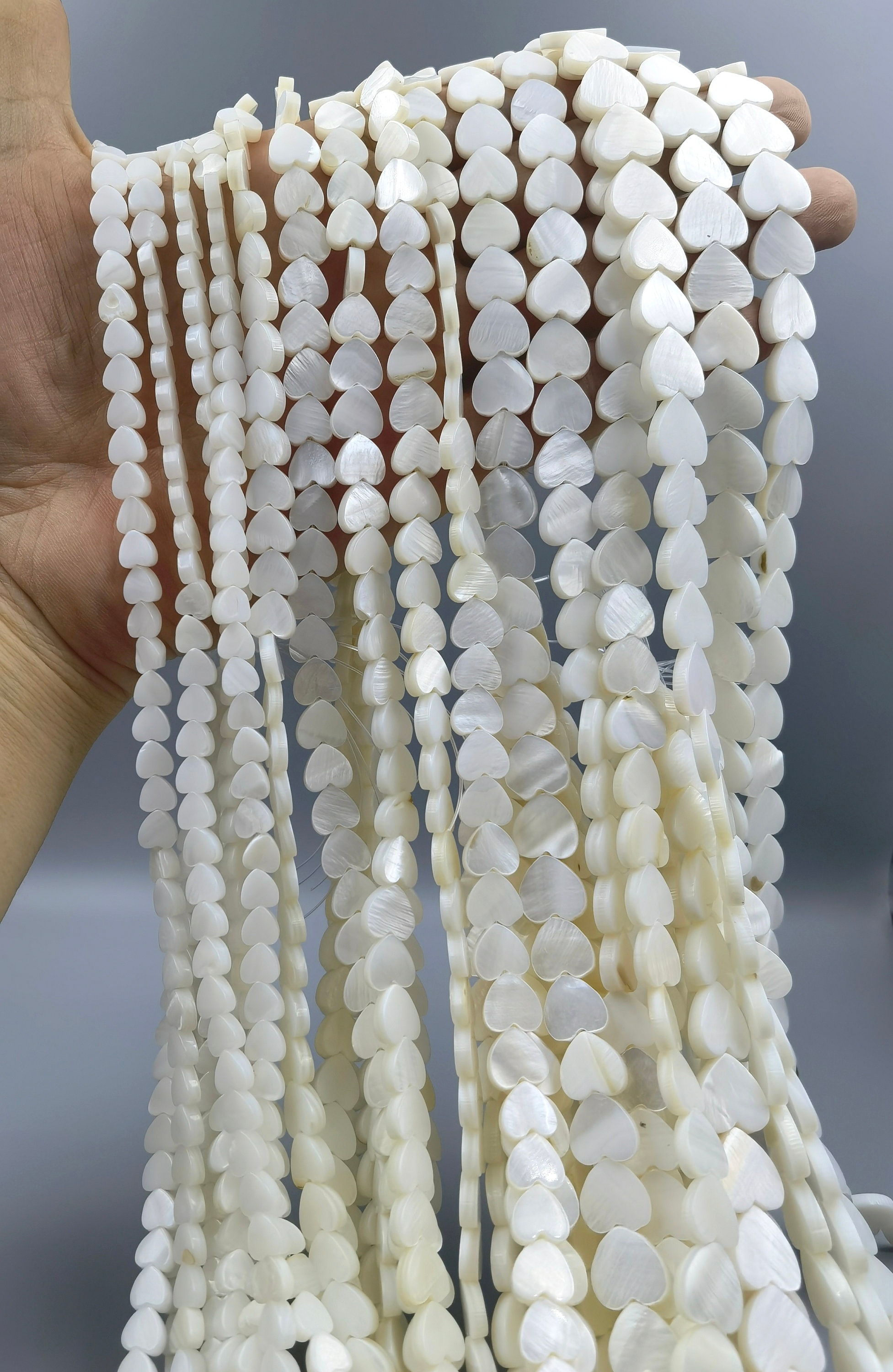 Freshwater Shell Heart Shape Beads , Natural White MOP Heart Beads , 6 ...