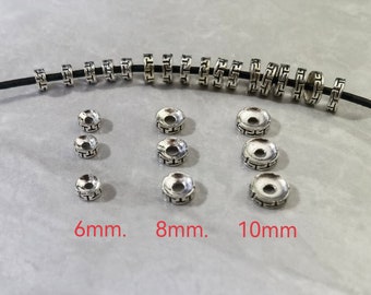 Metal Rondelle Spacer Beads, Nepalese beads , Antique Silver Beads, Silver Rondelle Beads ,6mm 8mm 10mm Metal Beads, 50pcs/100pcs ,BA-535