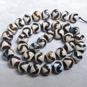 10mm Tibetan Dzi Round Beads ,38pcs Religious Beads ,Buddhist Amulet  Beads ,Dzi Round Beads ,Unique Dzi Beads for Jewelry Making ,AS- 858