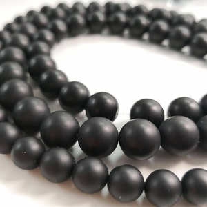 Black Onyx Round Beads , 6mm 8mm 10mm Matte Round Stone Beads ,Black Gemstone Bead ,15.5’’ Full Strands , Wholesale