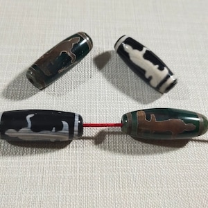 5 - 30pcs ,Tibetan Buddha Etched Agate Dzi Beads, Bodhisattva Blessing Dzi Bead, 12x30mm Tibetan Dzi Prayer Beads for Jewelry Making AQ-523