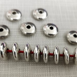 30pcs Antique Silver Rondelle Beads ,Metal Spacer Beads ,Silver Rondelle Spacer Beads , 10mm Spacer Beads , Hole 1.5mm ,BA-272