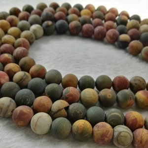 1 Full Strand 6mm 8mm 10mm Natural Matte Red Creek Jasper Beads , Round Matte Beads  , Gemstone Bead , Stone Beads , Jewelry Making Beads
